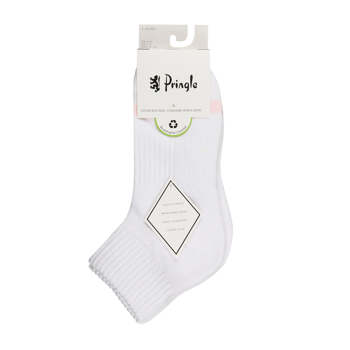 Pringle 3 Pack Quarter Length Cotton Sport Socks Ladies