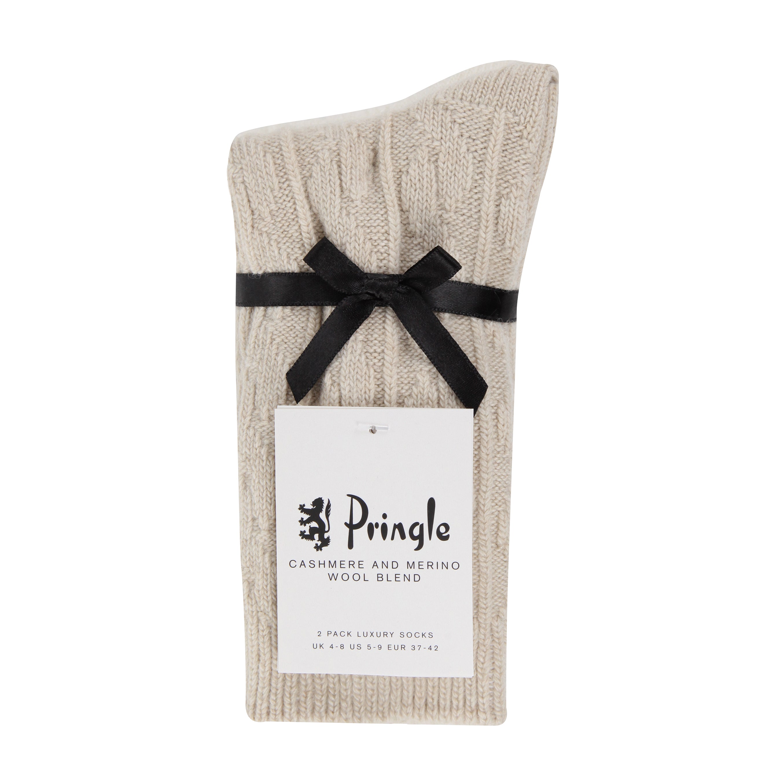 Pringle Ladies 2 Pack Cashmere and Merino Wool Blend Luxury Socks - One Size (4-8)