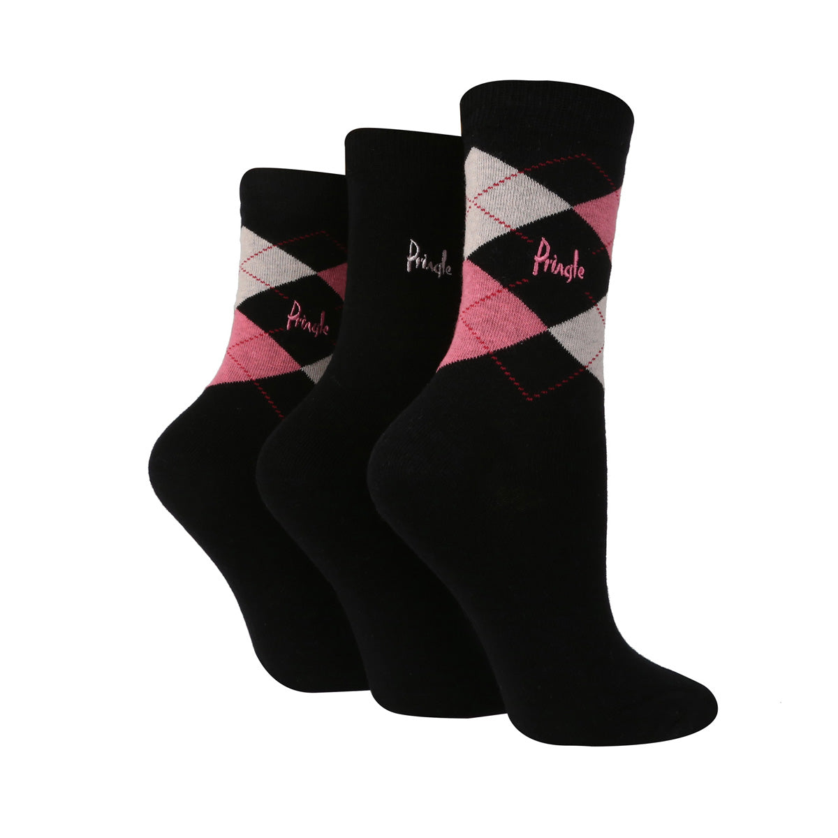 Pringle 3 Pack Louise Argyle Cotton Ladies Socks - One Size (4-8)