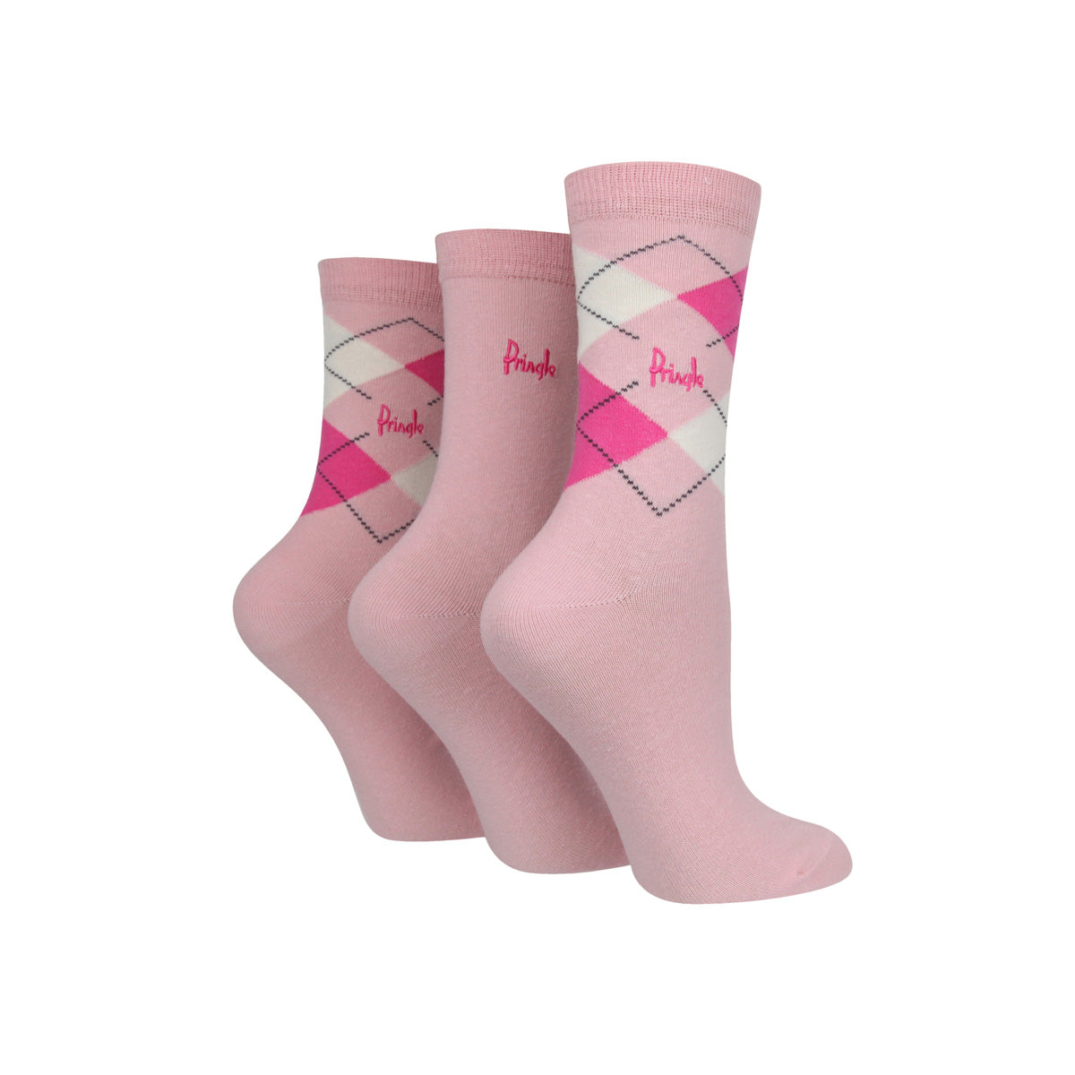 Pringle 3 Pack Louise Argyle Cotton Ladies Socks - One Size (4-8)