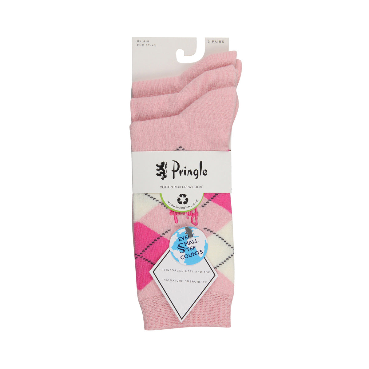 Pringle 3 Pack Louise Argyle Cotton Ladies Socks - One Size (4-8)