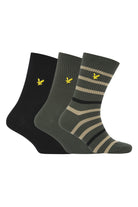 Lyle & Scott 3 Pack Fabian Crew Socks - Stripe/IVY/Black