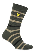 Lyle & Scott 3 Pack Fabian Crew Socks - Stripe/IVY/Black