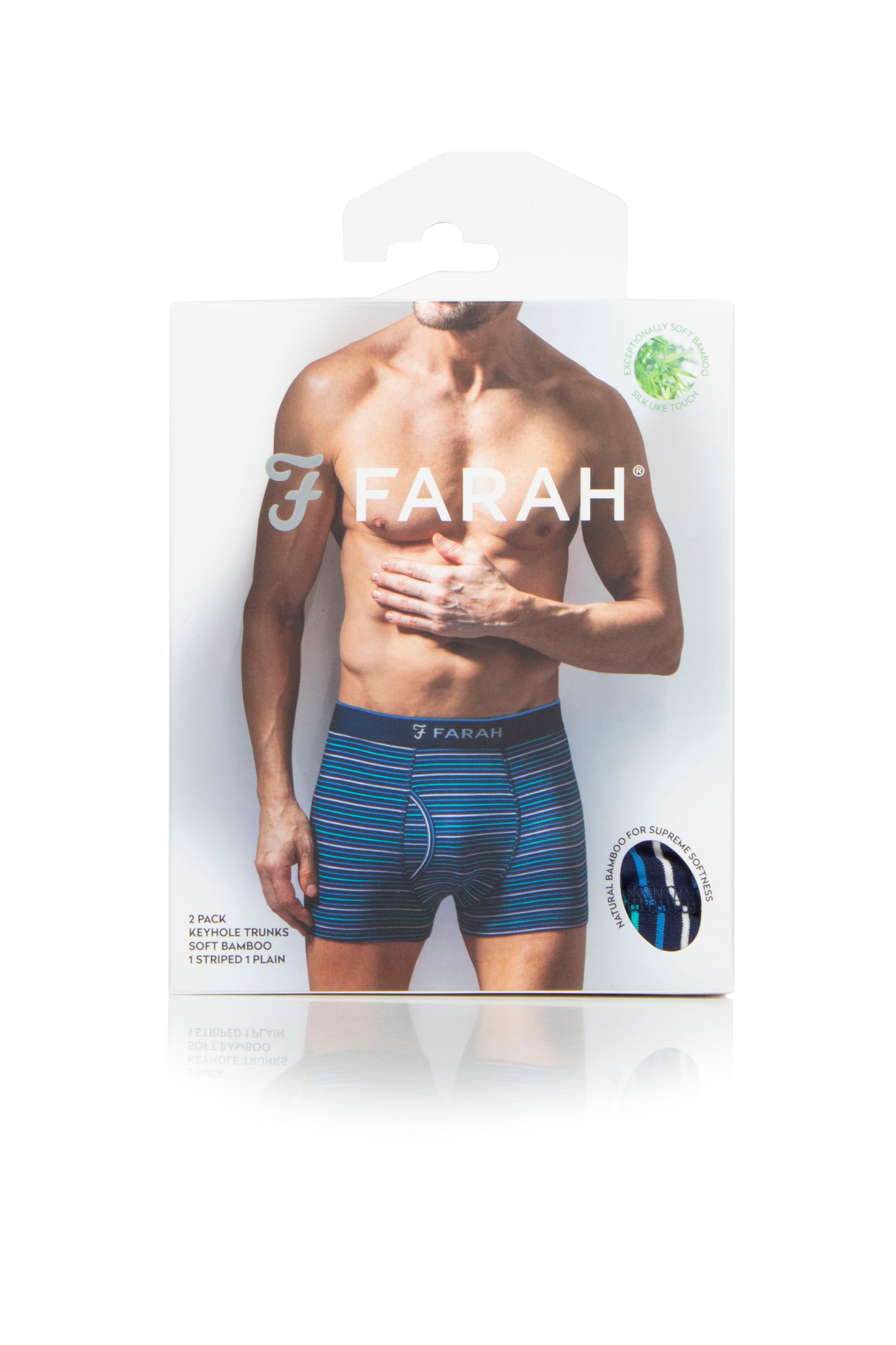 Farah Mens 2 Pack Bamboo Fitted Keyhole Trunks