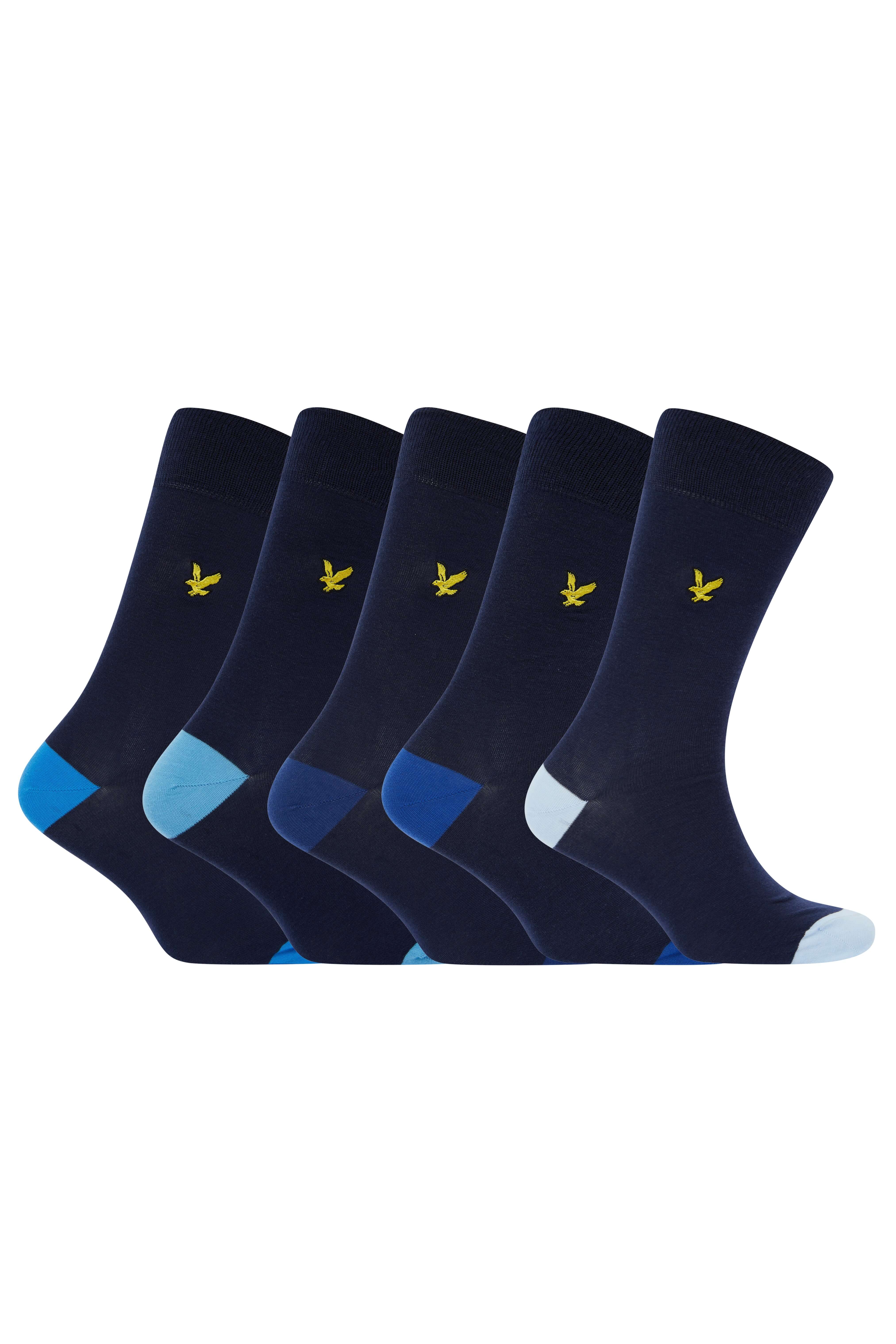 Lyle & Scott 5 Pack Contrast Heel and Toe Socks - Peacoat