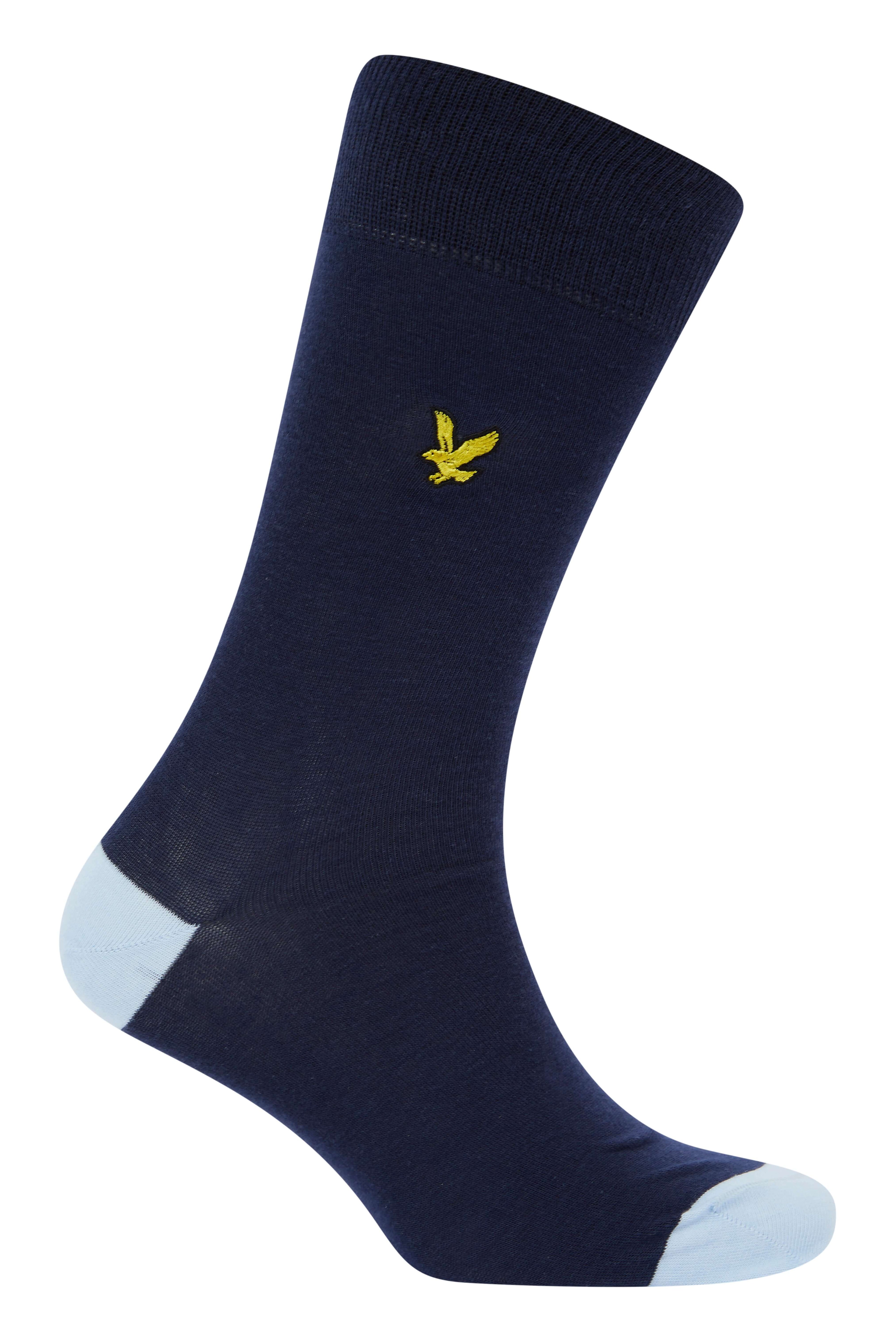 Lyle & Scott 5 Pack Contrast Heel and Toe Socks - Peacoat