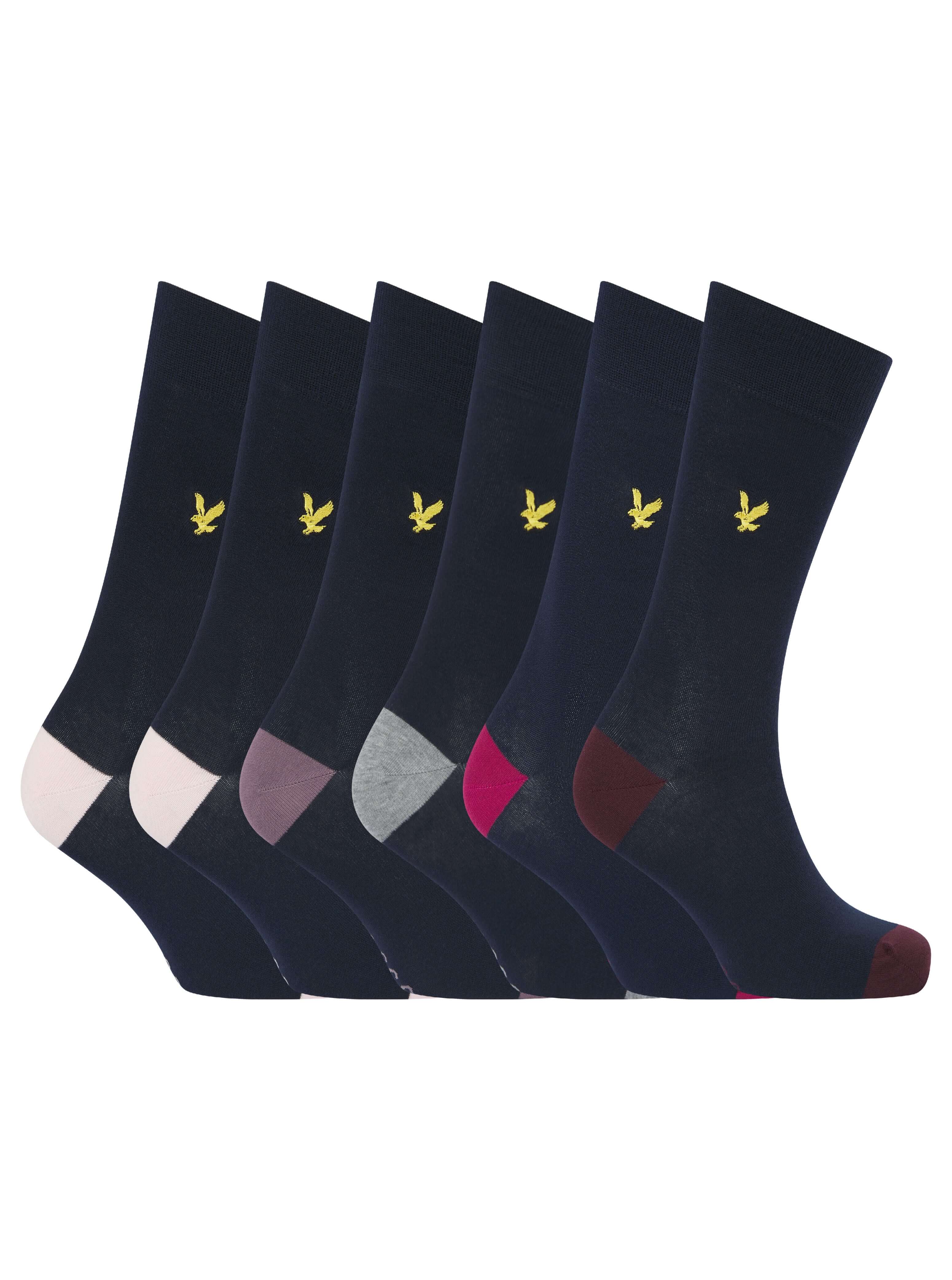 Lyle & Scott 5 Pack Contrast Heel and Toe Socks - Peacoat Multi