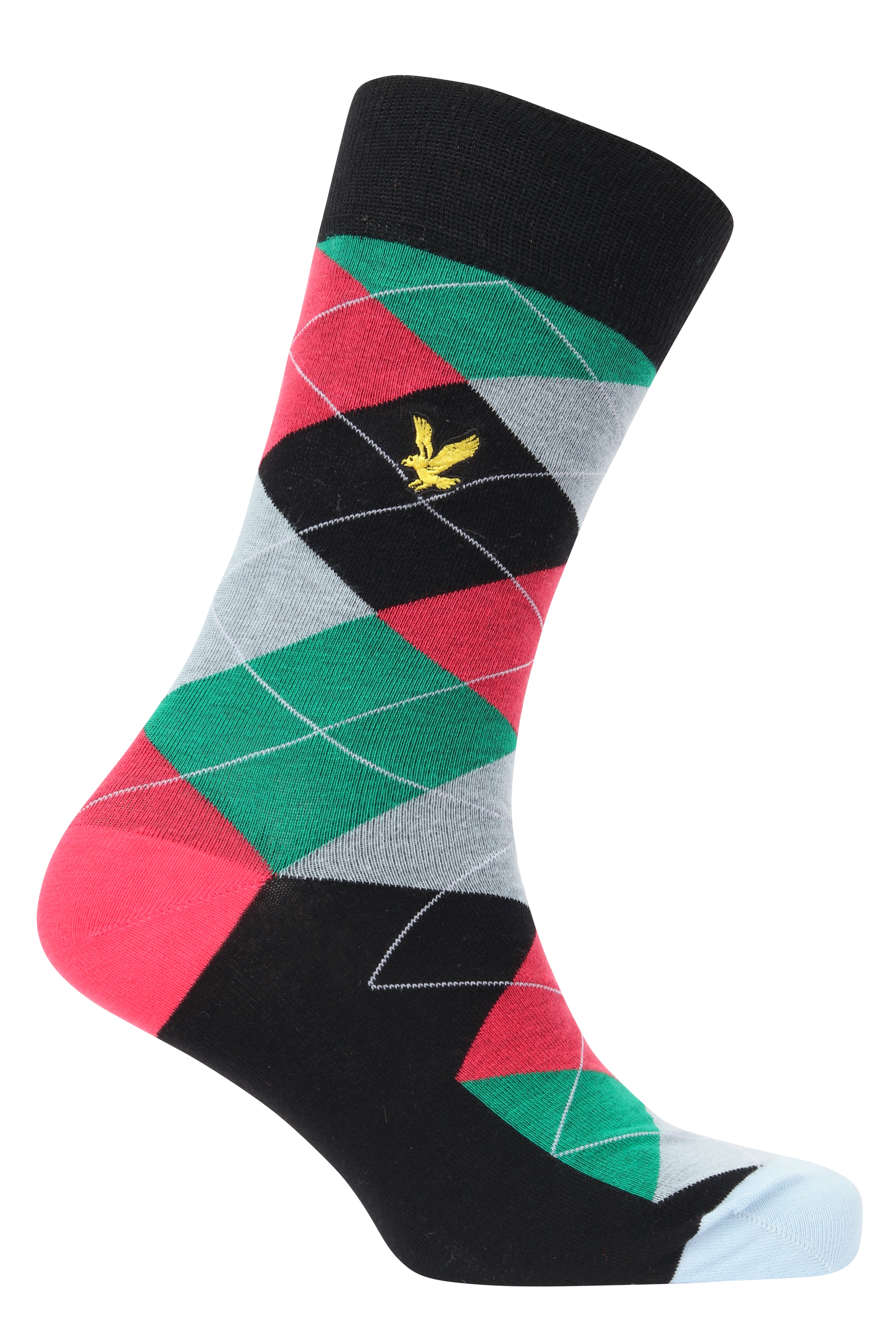 Lyle & Scott 3 Pack Grayson Crew Socks - Black/Argyle