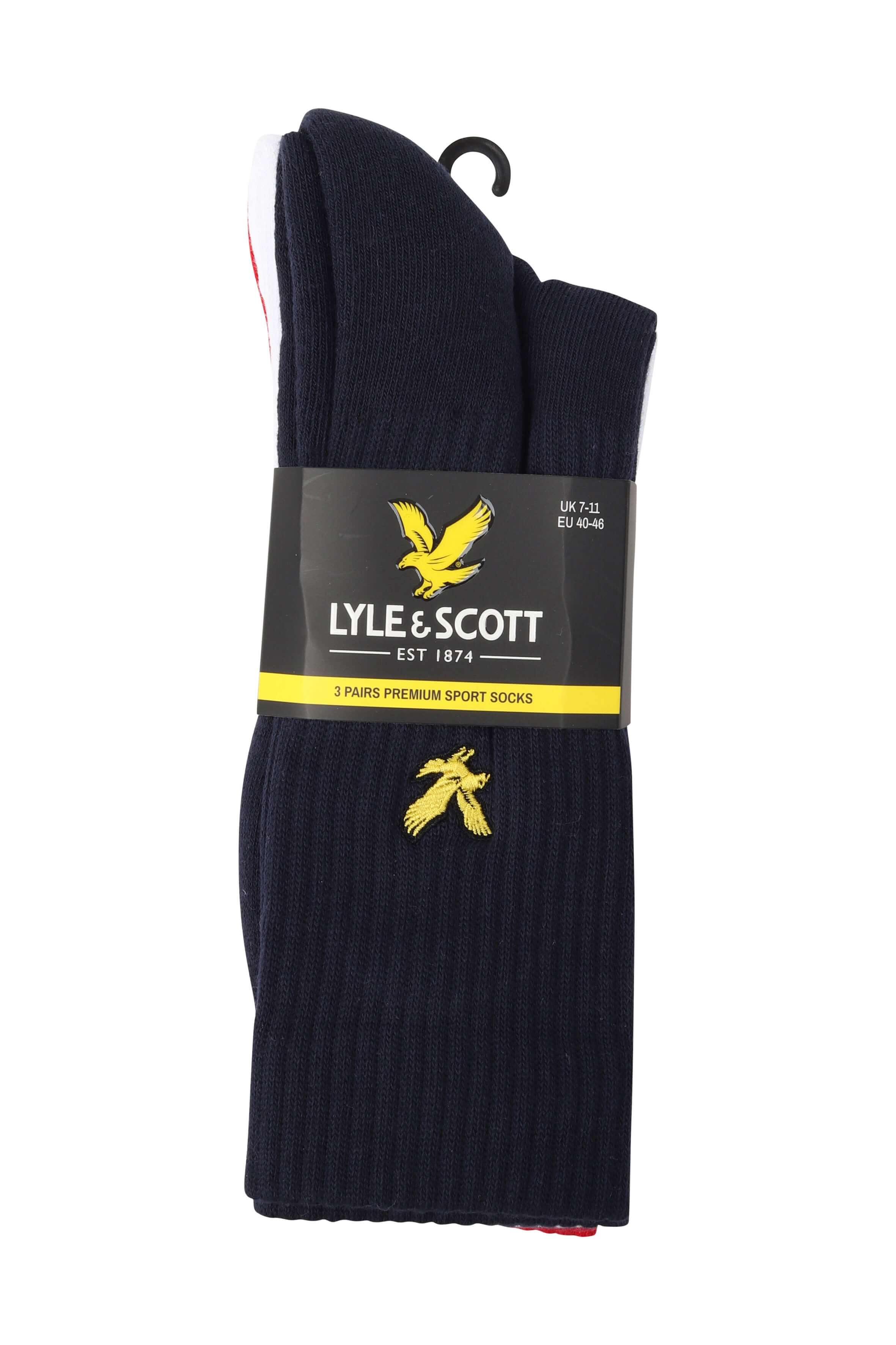 Lyle & Scott 3 Pack Hamilton Crew Socks - Peacoat