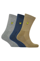 Lyle & Scott 3 Pack Hamilton Crew Socks - Dark Denim/Grey Marl/Dried Herb