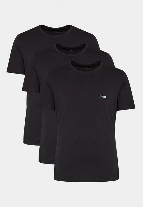 HUGO Triple Pack Crew Neck T Shirt - Black