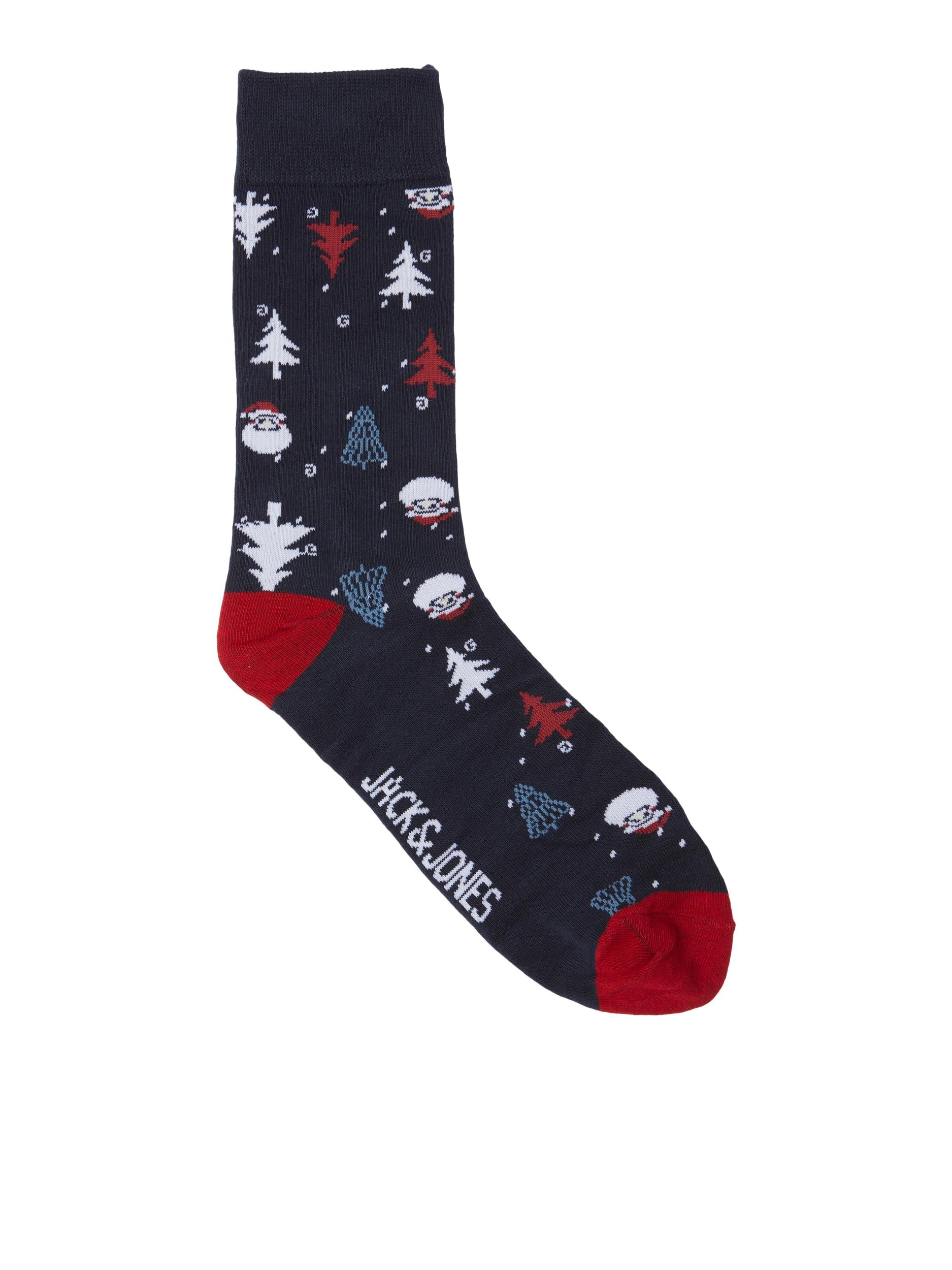 Jack & Jones JACXMAS TREE Socks Christmas/ Xmas Giftbox 3 Pack - Navy/Black