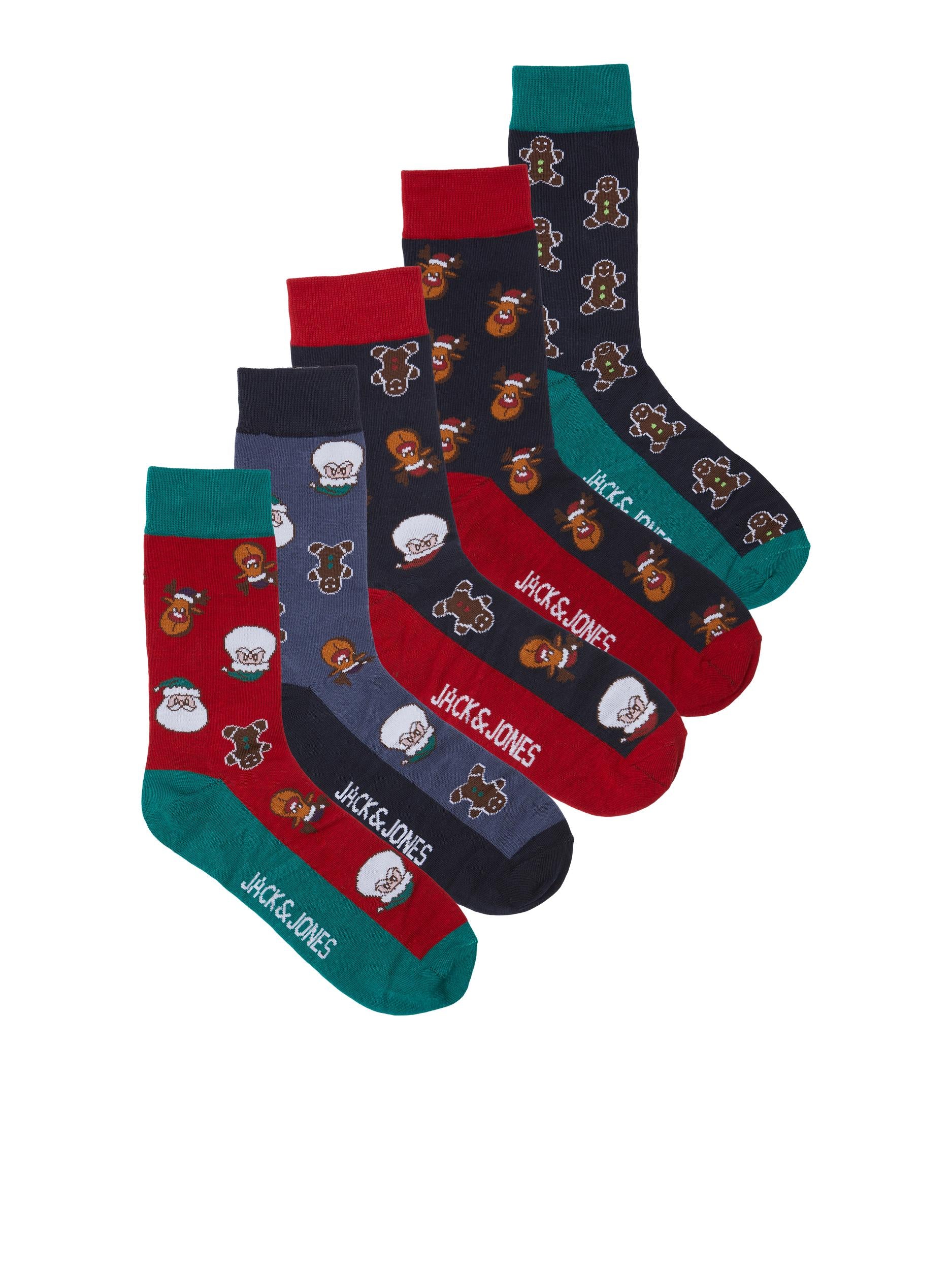 Jack & Jones - Mens JACSWEET Christmas/ Xmas Socks Giftbox (5-pack)