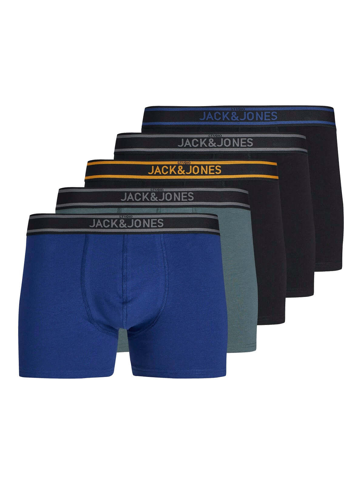 Jack & Jones Jacmarc Solid Cotton Stretch Junior Trunks 5 Pack - Charcoal Gray