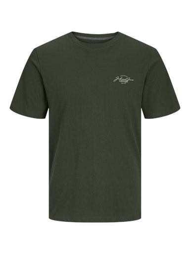 Jack & Jones 3 Pack JJFERRIS Crew Neck T-Shirts - Green/Black/White