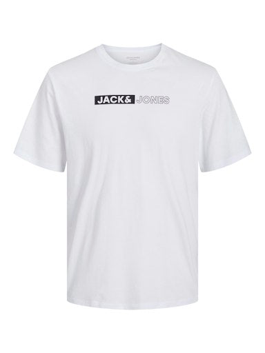 Jack & Jones 3 Pack JJECORP Crew Neck T-Shirts - White/Navy/Black (Logo Tee Play)