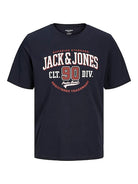 Jack & Jones 3 Pack JJELOGO Crew Neck T-Shirts - Blue/White/ Dark Navy