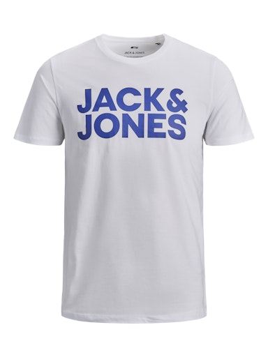 Jack & Jones 3 Pack JJECORP Crew Neck T-Shirts - White/Navy/Black Big Logo