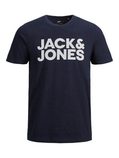 Jack & Jones 3 Pack JJECORP Crew Neck T-Shirts - White/Navy/Black Big Logo