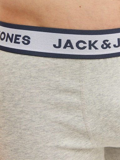 Jack & Jones 3 Pack Cotton Stretch Boxer Briefs - Navy/White/Grey