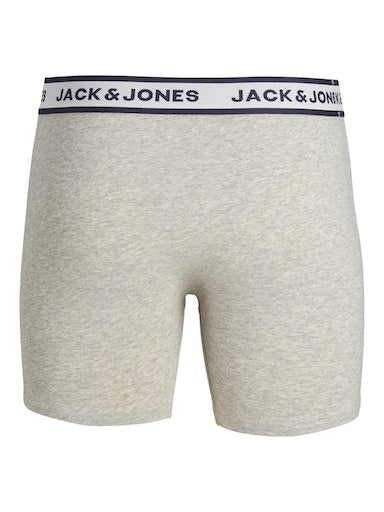 Jack & Jones 3 Pack Cotton Stretch Boxer Briefs - Navy/White/Grey