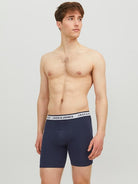 Jack & Jones 3 Pack Cotton Stretch Boxer Briefs - Navy/White/Grey