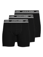 Jack & Jones 3 Pack Cotton Stretch Boxer Briefs - Black