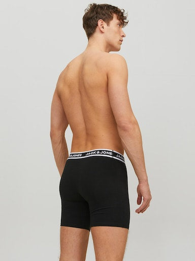 Jack & Jones 3 Pack Cotton Stretch Boxer Briefs - Black