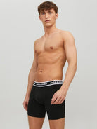 Jack & Jones 3 Pack Cotton Stretch Boxer Briefs - Black