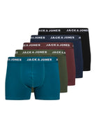 Jack & Jones Jacteo Solid Boxer Trunks 5 Pack - Navy Blazer/Wine/Black/Green/Blue