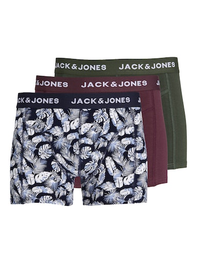 Jack & Jones 3 Pack Jactrevor Trunks - Navy Blazer / Vineyard / Green