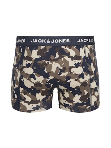 Jack & Jones 3 Pack Jaccamflage Trunks - Navy Blazer/Camo/Green