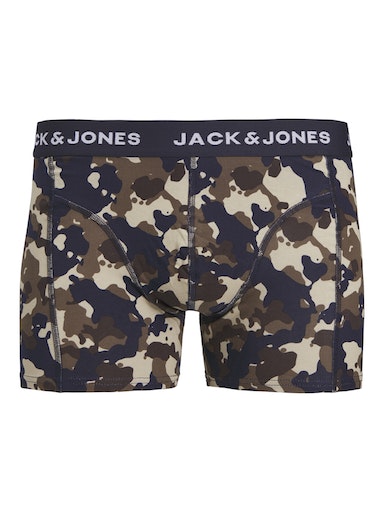 Jack & Jones 3 Pack Jaccamflage Trunks - Navy Blazer/Camo/Green