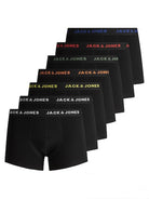 Jack & Jones Jacbasic 7 Pack Cotton Stretch Boxer Shorts / Trunks - Black