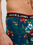 Jack & Jones Jacflower Trunks 3 Pack Cotton Stretch Boxers - Multi Print