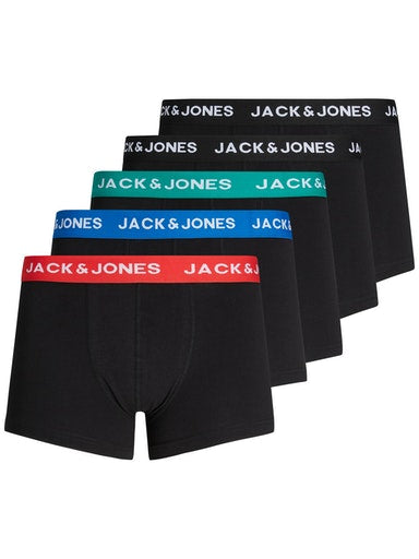 Jack & Jones Jachuey 5 Pack Cotton Stretch Trunks - Black Multi