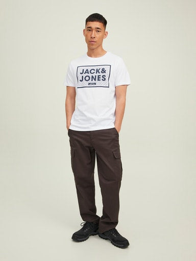 Jack & Jones 3 Pack Logo Crew Neck T-Shirts - NavyBlazer/White/Black