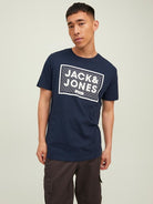 Jack & Jones 3 Pack Logo Crew Neck T-Shirts - NavyBlazer/White/Black