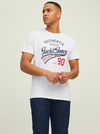 Jack & Jones 3 Pack JJETHAN Crew Neck T-Shirts - White/Blue/Black