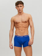 Jack & Jones Jacbasic 5 Pack Cotton Stretch Trunks - Blue / Grey / Black