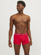 Jack & Jones Jaclarry 5 Pack Cotton Stretch Trunks - Tango Red