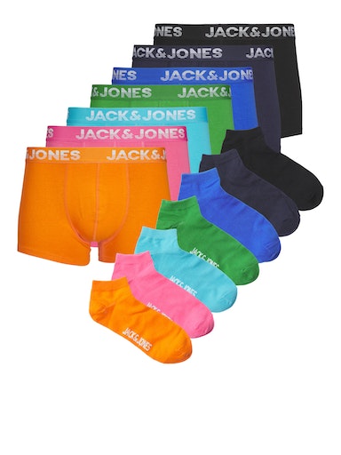 Jack & Jones Jaccole Travelkit 7 Pack Trunks and Socks - Multi Colour