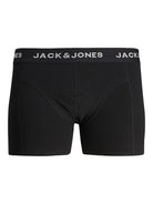 Jack & Jones Jacsolid Trunks 3 Pack Cotton Stretch Boxers - Black (Black and white wb)