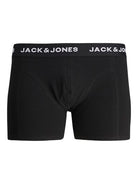 Jack & Jones Jacsolid Trunks 3 Pack Cotton Stretch Boxers - Black (Black and white wb)