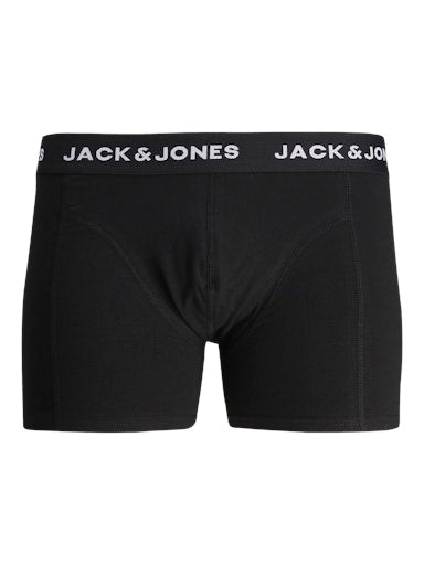 Jack & Jones Jacsolid Trunks 3 Pack Cotton Stretch Boxers - Black (Black and white wb)