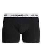 Jack & Jones Jacsolid Trunks 3 Pack Cotton Stretch Boxers - Black (Black and white wb)