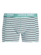 Jack & Jones Jackoda Trunks 3 Pack Cotton Stretch Boxers - Blue/Bottle Green