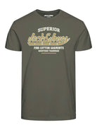 Jack & Jones 3 Pack JJETHAN Crew Neck T-Shirts - Olive/Black/Moonbeam