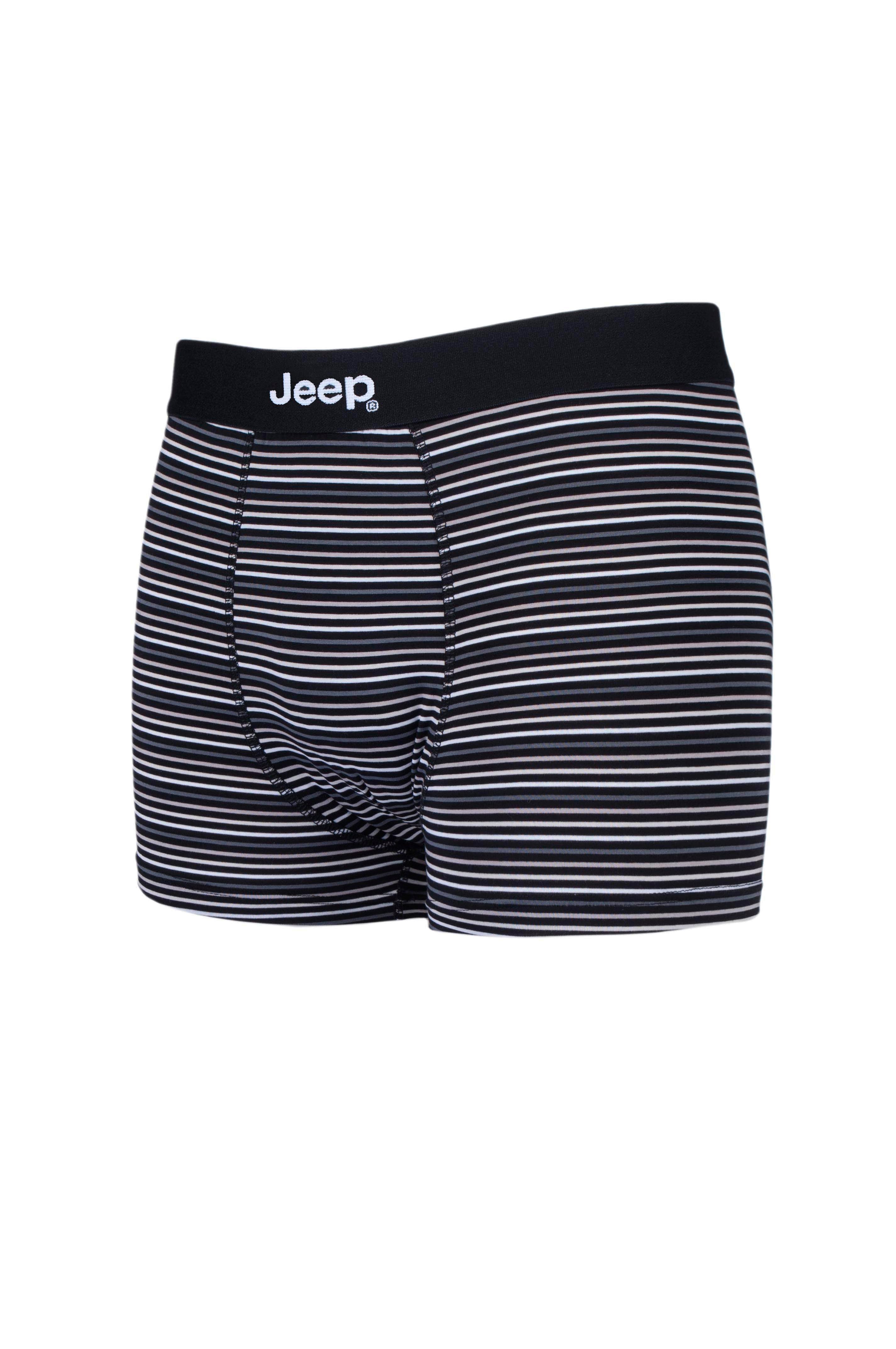 Jeep 2 Pack Men's Plain & Fine Stripes Fitted Bamboo Trunks