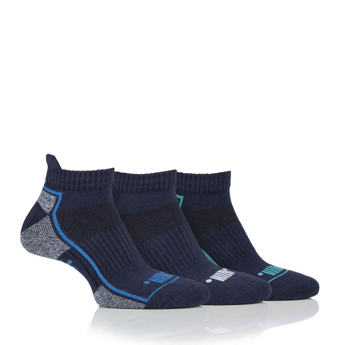 Jeep Men's 3 Pair Trainer Cushioned Sport Socks - Navy (6-11)